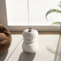 Modern Outdoor Side Table, Sculptural Patio Accent Table, White Concrete Look