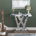 Modern Console Table Mirrored Finished, Glam Style W Silver Entryway Table