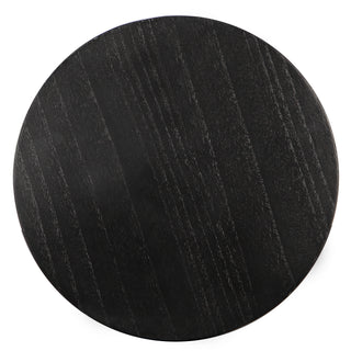 Round Black Side Table End Table with Pedestal Fluted Base