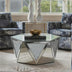 Luxuriöser Spiegeltisch aus Kristallglas mit geometrischem Design
