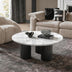 Black Modern Round Coffee Table Marble-Look Top