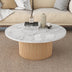 Mesa de centro moderna de madera con tablero de mármol
