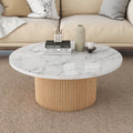 Modern Wood Coffee Table with Marble Top