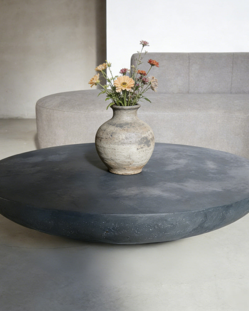 Black Minimalist Round Magnesium Oxide Coffee Table