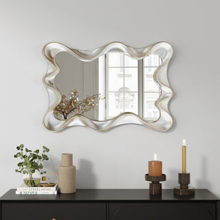 Large Asymmetrical Silver Wall Mirror - 35.4"×27.6"