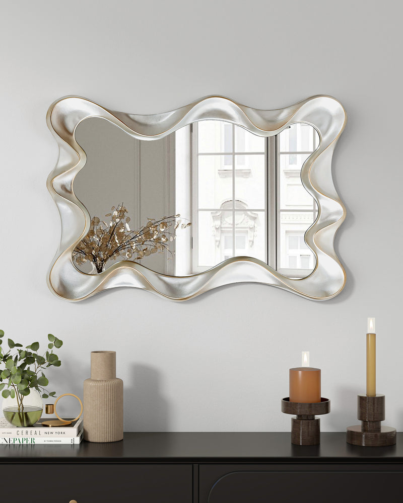 Large Asymmetrical Silver Wall Mirror