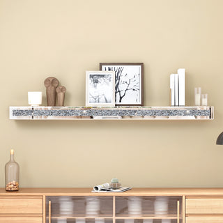 Fireplace Mantel, 48 Inch Mirrored Floating Shelf with Crystal Crushed Diamond Inlay