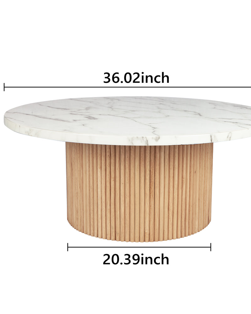 Modern Wood Coffee Table with Marble Top