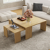 Square Coffee Table, Solid Ash Wood Coffee Table Accent Table for Living Room