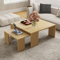 Square Coffee Table, Solid Ash Wood Coffee Table Accent Table for Living Room