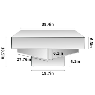 39.4in Mirrored Coffee Table