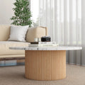 Modern Wood Coffee Table with Marble Top