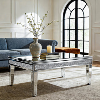 Mirror Glass Coffee Table Lift Top Accent Table with Hidden Storage