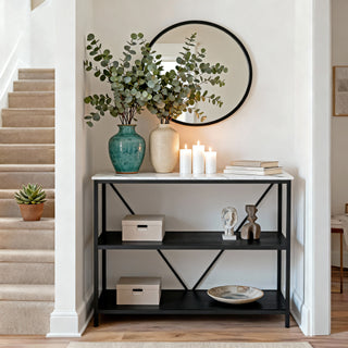 Modern Console Table with Marble-Inspired Top