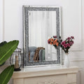 Glam Crystal Accent Wall Mirror Sparkly Silver Mirror
