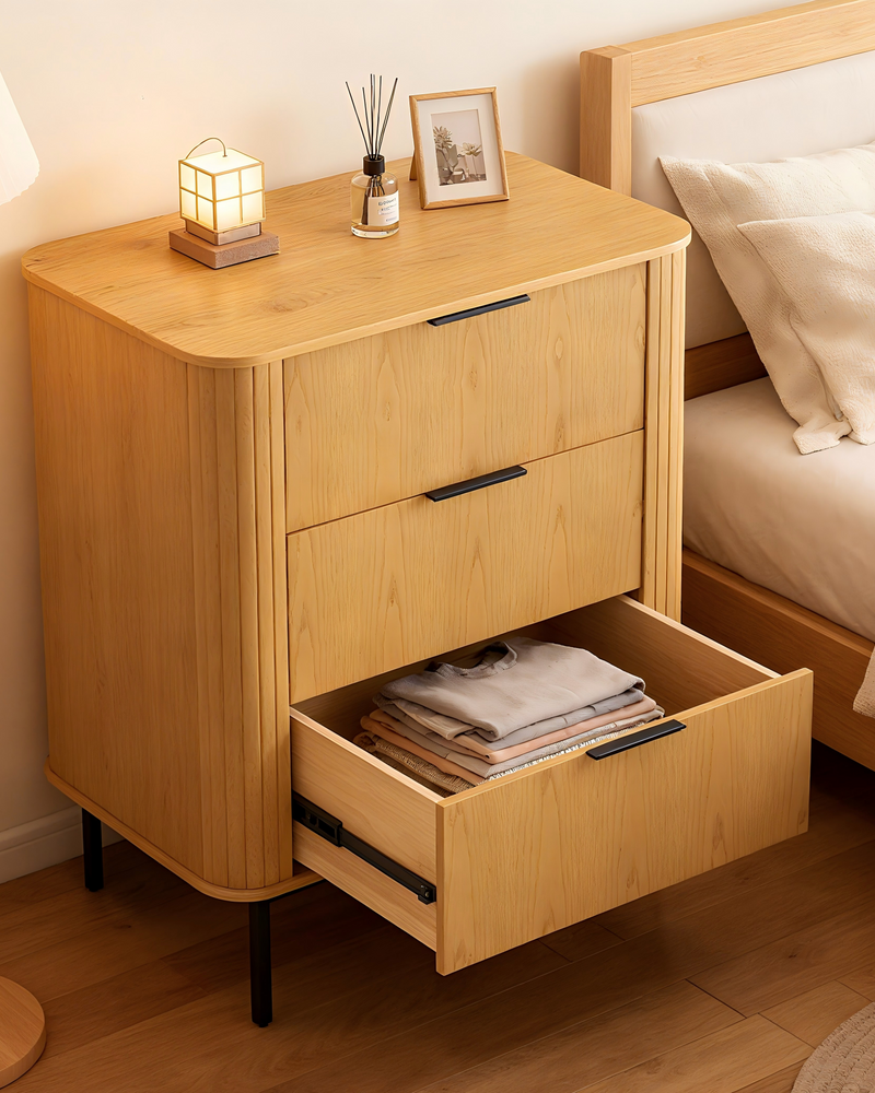Wood Nightstand Bedside Table with 3 Drawer