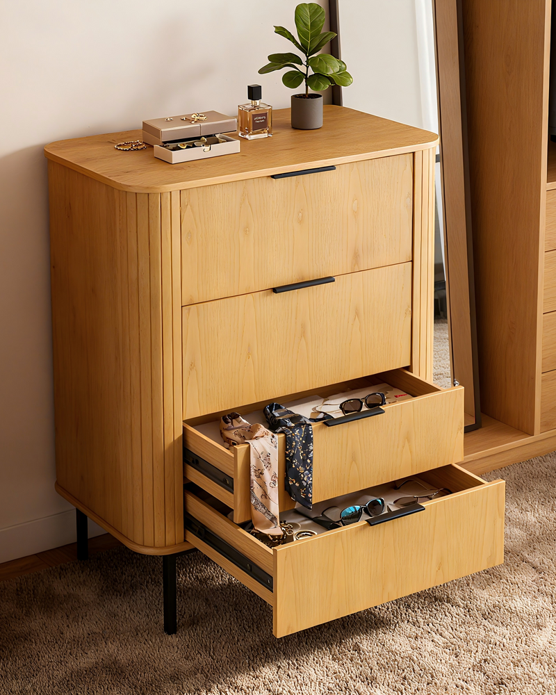Wood Nightstand Bedside Table with 3 Drawer