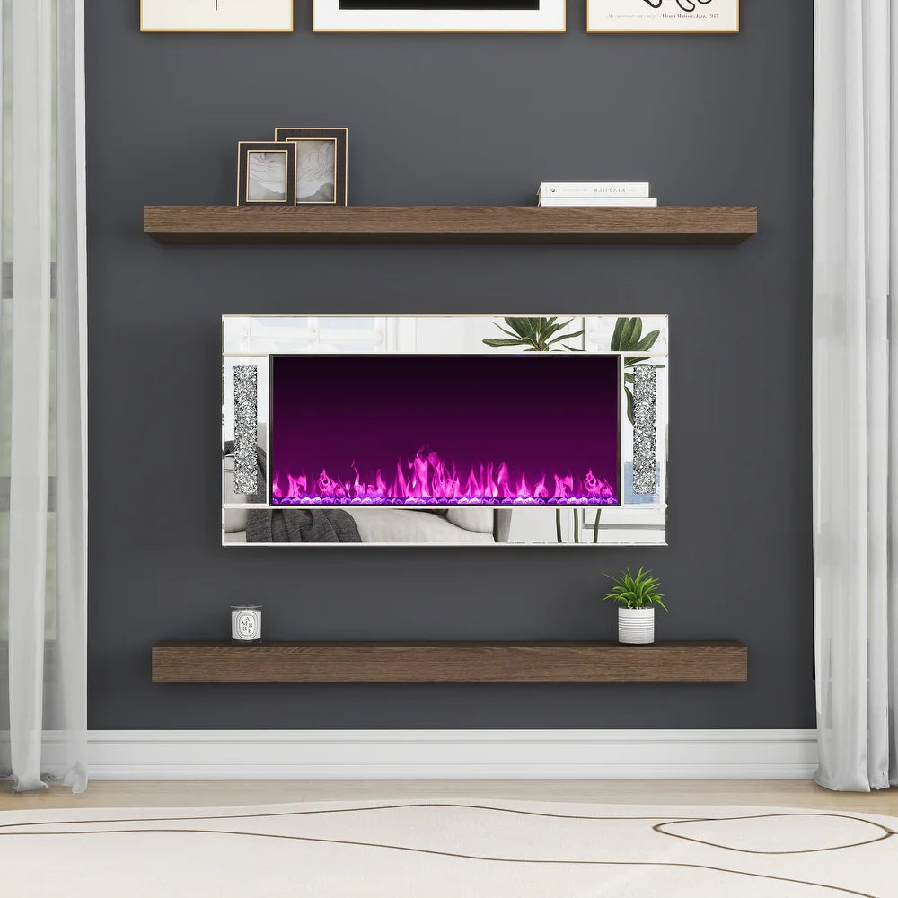 Modern Electric Fireplace with Crushed Diamond Inlay