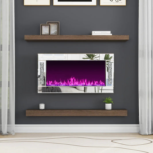 Shellenbarger Modern Electric Fireplace with Crushed Diamond Inlay