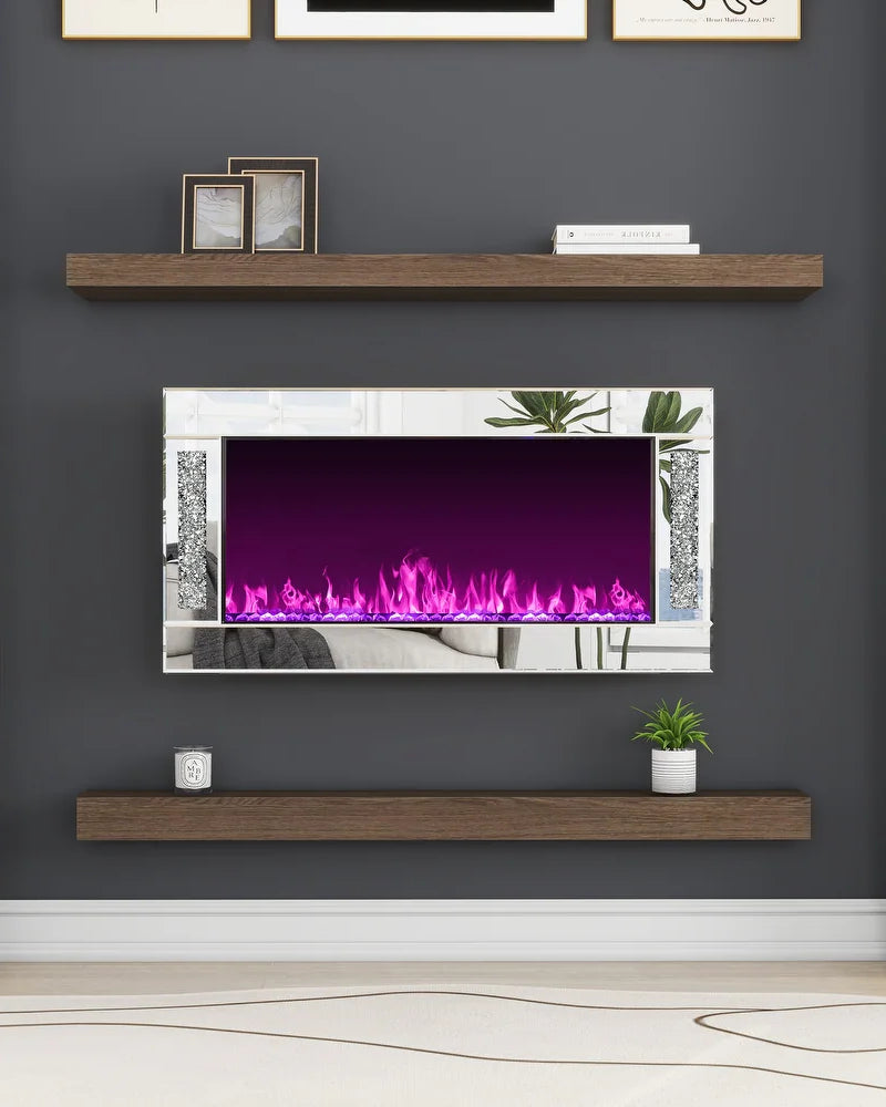 Modern Electric Fireplace with Crushed Diamond Inlay