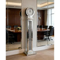 Tall Mirrored Standing Clock with Crushed Diamond Inlay