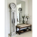 Tall Mirrored Standing Clock with Crushed Diamond Inlay