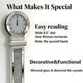 Tall Mirrored Standing Clock with Crushed Diamond Inlay