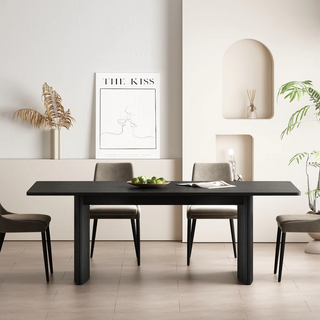 Black/Beige  Modern Rectangular Extendable Dining Table