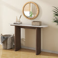 Walnut Marble Console Table Entryway Table with Fluted Base
