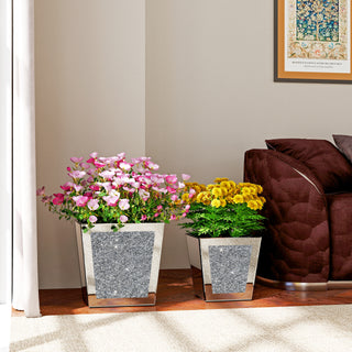 Modern Mirror Pot Planter Crushed Diamond Vase