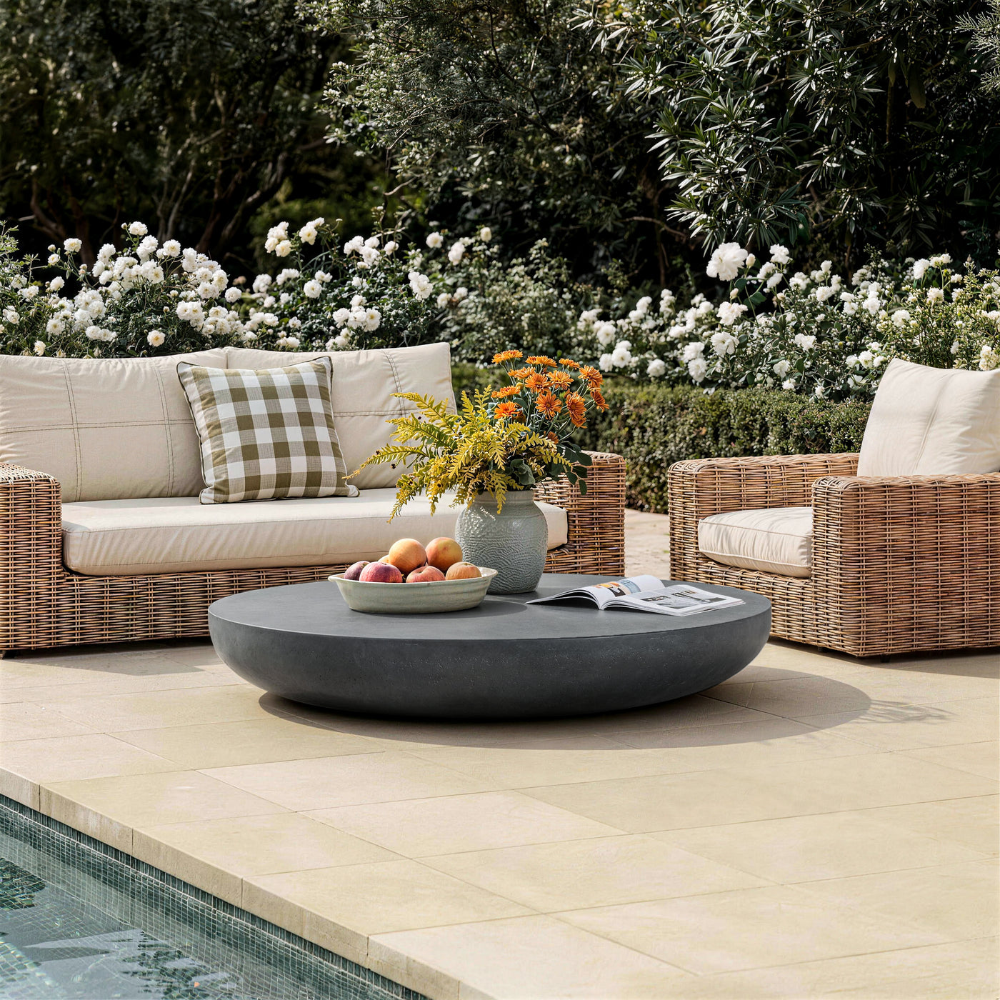 Black Minimalist Round Magnesium Oxide Coffee Table