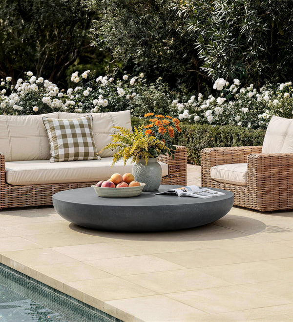 Black Minimalist Round Magnesium Oxide Coffee Table