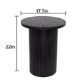 Black Round Wood End Table Fluted Pedestal Side Table