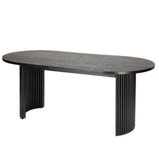 Black Modern Solid Wood Oval Dining Table
