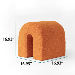Orange Accent Upholstered Ottoman, N Shaped
