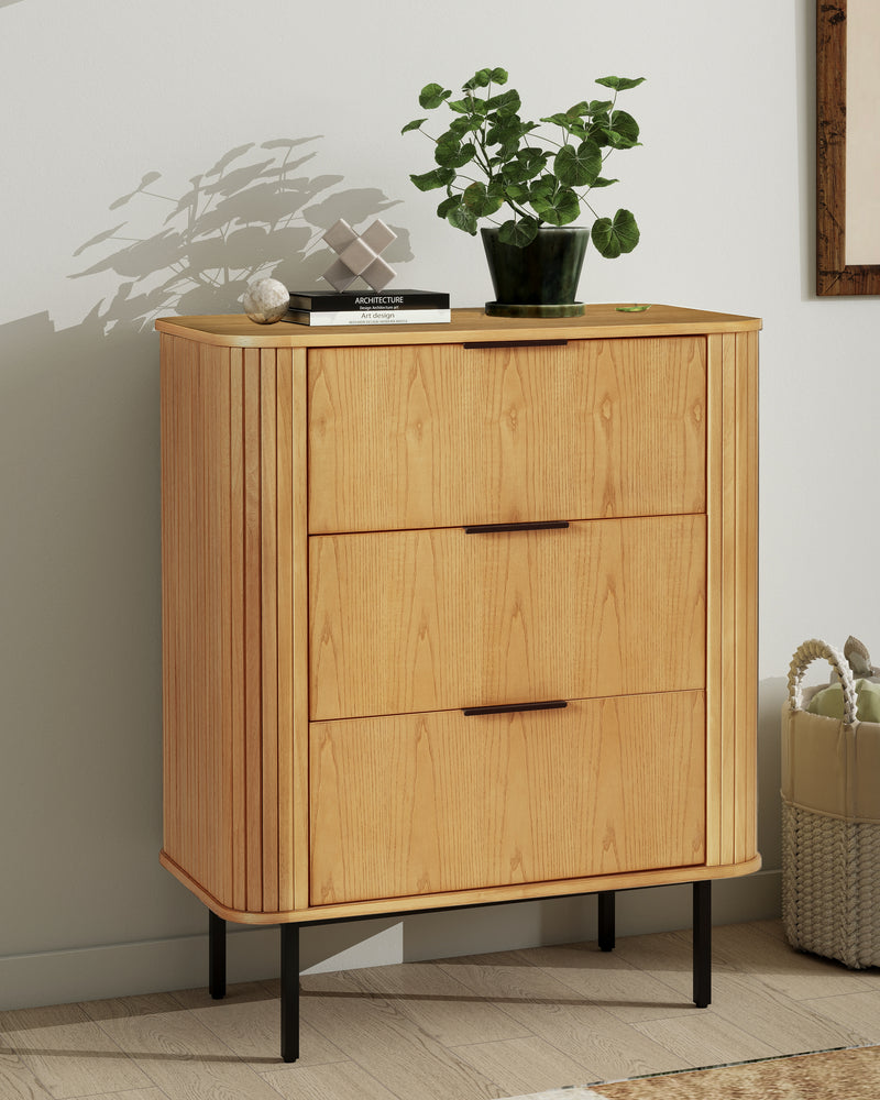 Wood Nightstand Bedside Table with 3 Drawer