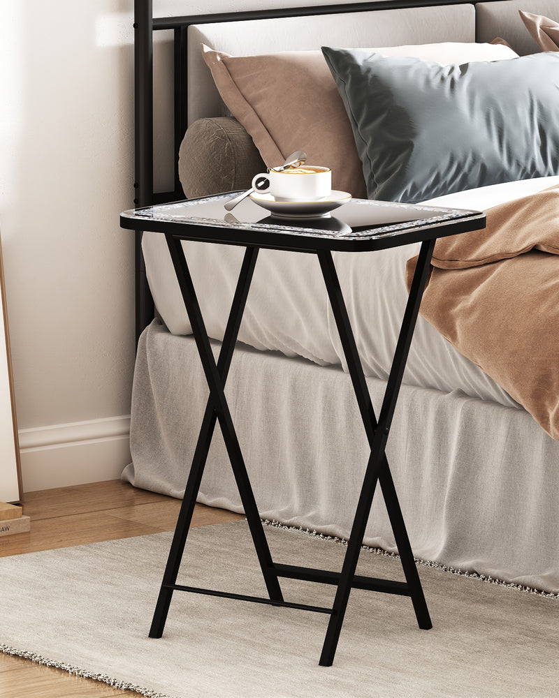 Sleek Glass Mirrored Side Table with Metal Leg