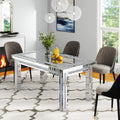 SHYFOY Rectangle Mirror Glass Dining Table with 4 Legs