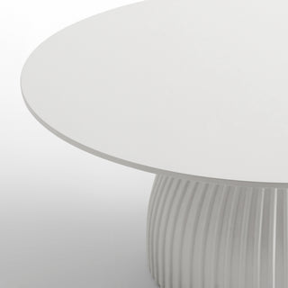 Modern Round Coffee Table, 35.4 inch White Drum Design