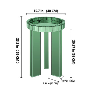 Blue Mirrored End Table, 23" H Round Glass Side Table with Three Legs