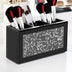 Black Makeup Brush Holder Organizer, 3 Slots Glass Cosmetic Brushes Storage Holder