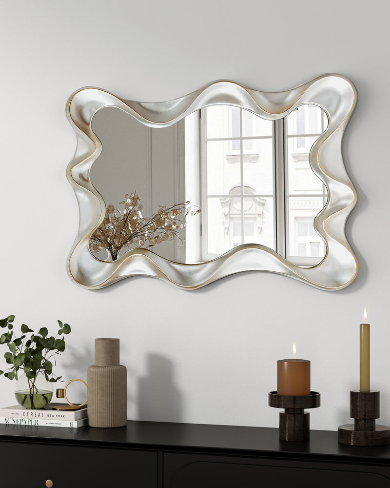 Large Asymmetrical Silver Wall Mirror