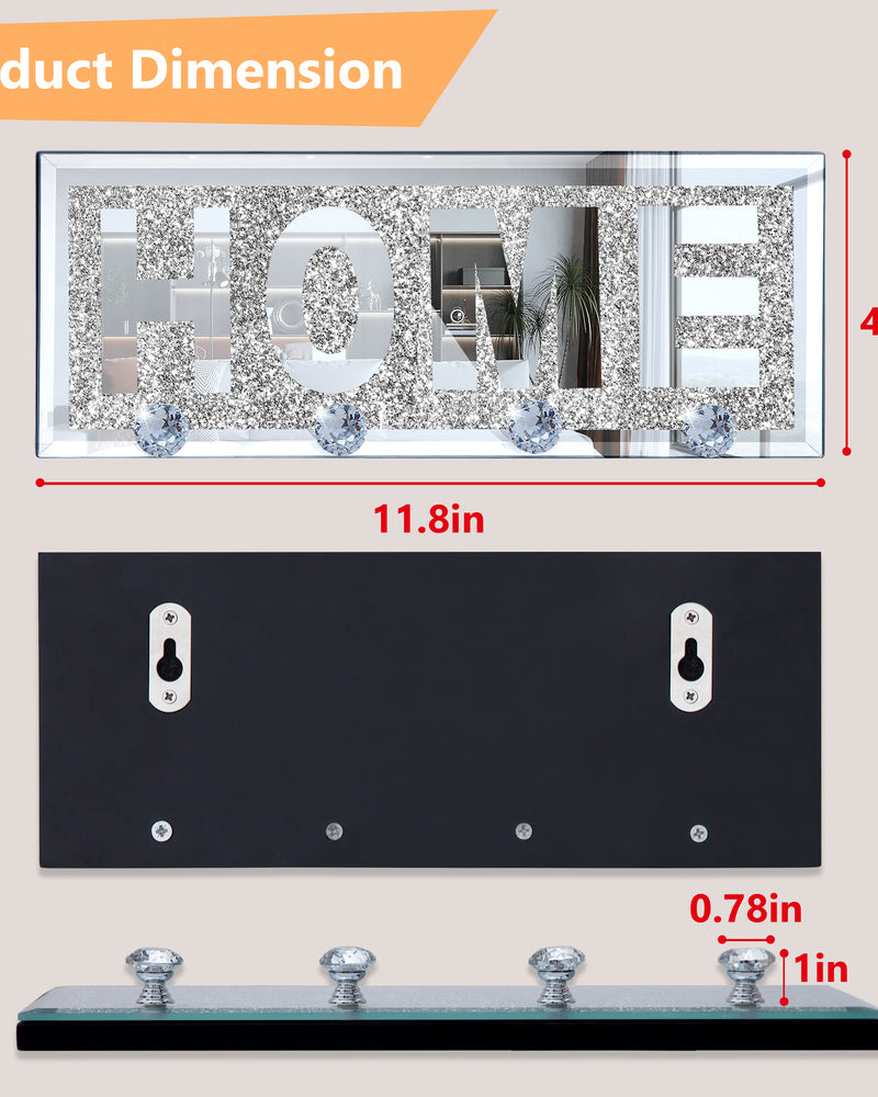 SHYFOY Glitter Mirrored Home Letter Plaque Sign for Wall Decor