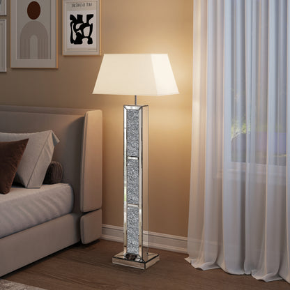 Mirrored Glass Floor Lamp Crushed Diamond Home Decor