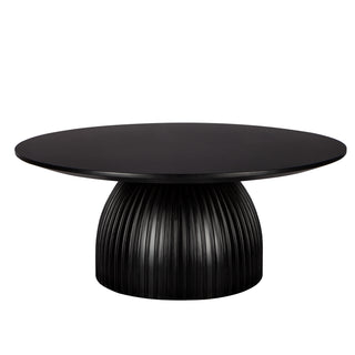 Classical Black Round Coffee Table Solid Wood Base