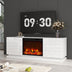 Elektrischer Kamin 63" TV-Ständer - Moderne Hochglanz Medienkonsole - Weiß