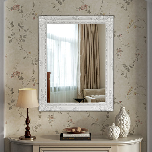 Antique White Ornate Wall Mirror
