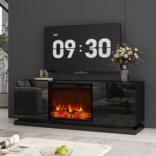 Black Electric Fireplace 63" TV Stand