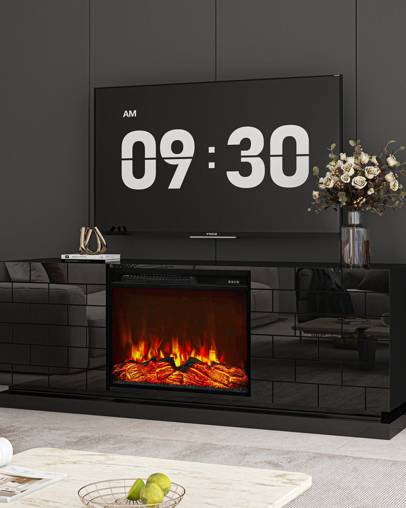 Modern TV Stand with Electric Fireplace, 63