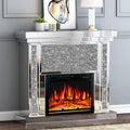 SHYFOY Mirrored Electric Fireplace with Remote Control, 3D Flame